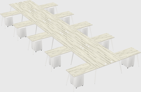 Shared l-shaped office desk system