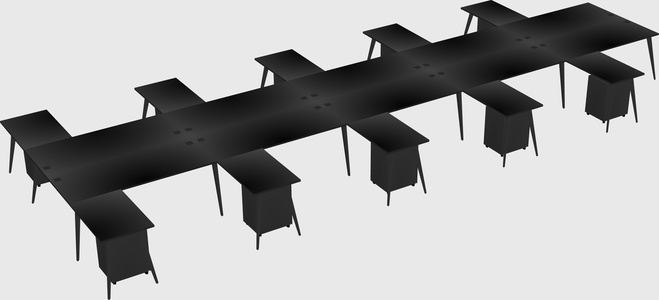 Shared l-shaped office desk system