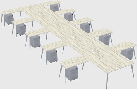 Shared l-shaped office desk system