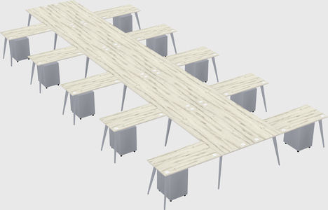 Shared l-shaped office desk system