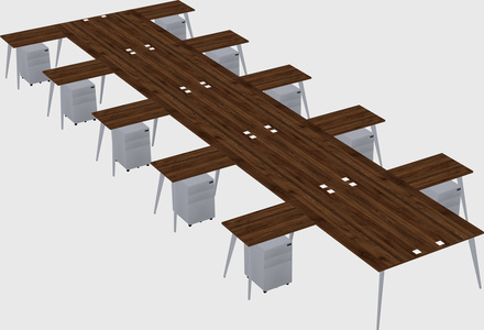 Shared l-shaped office desk system
