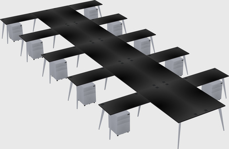 Shared l-shaped office desk system