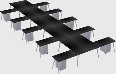 Shared l-shaped office desk system