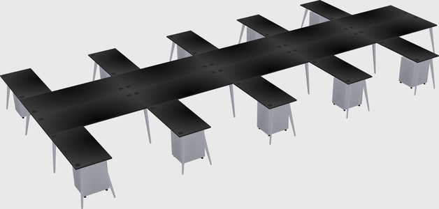 Shared l-shaped office desk system