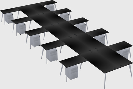 Shared l-shaped office desk system