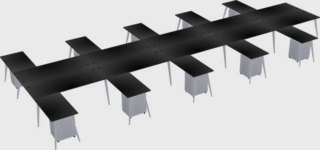 Shared l-shaped office desk system