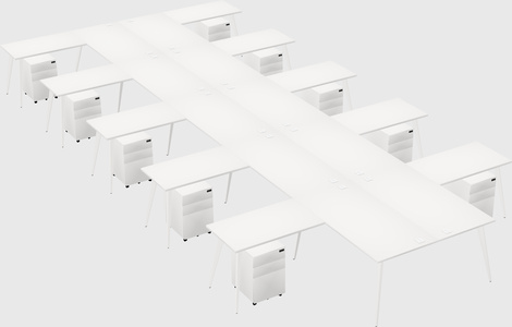 Shared l-shaped office desk system