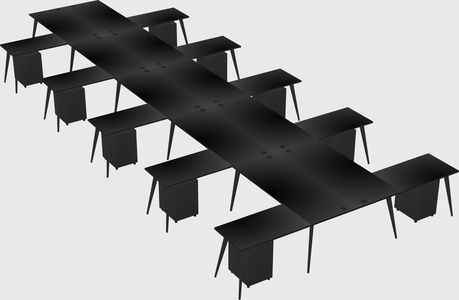 Shared l-shaped office desk system