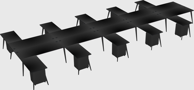 Shared l-shaped office desk system