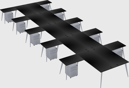 Shared l-shaped office desk system