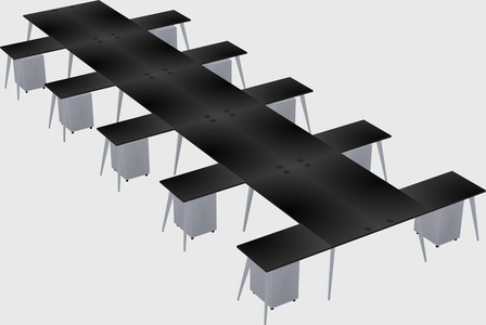 Shared l-shaped office desk system