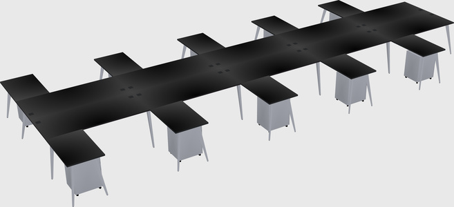 Shared l-shaped office desk system