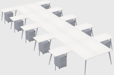 Shared l-shaped office desk system