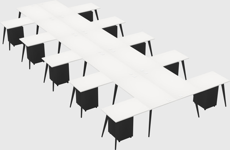 Shared l-shaped office desk system