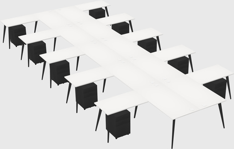 Shared l-shaped office desk system