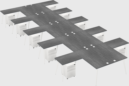 Shared l-shaped office desk system