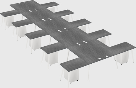 Shared l-shaped office desk system