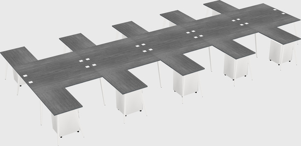 Shared l-shaped office desk system