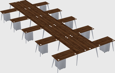 Shared l-shaped office desk system
