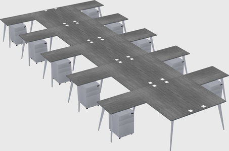 Shared l-shaped office desk system