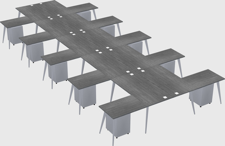Shared l-shaped office desk system