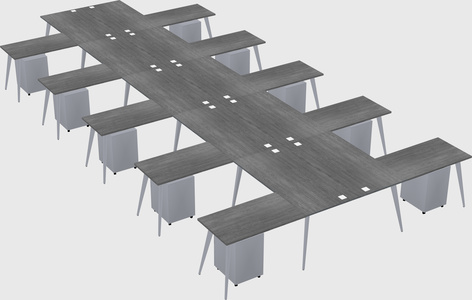 Shared l-shaped office desk system