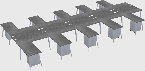 Shared l-shaped office desk system