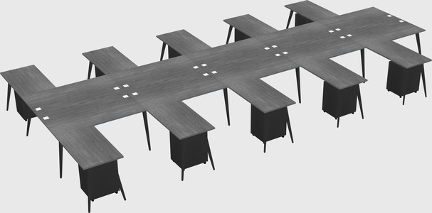 Shared l-shaped office desk system