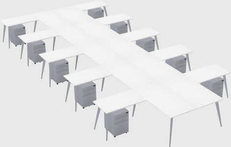 Shared l-shaped office desk system