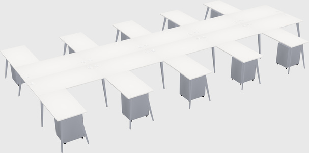 Shared l-shaped office desk system