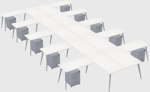 Shared l-shaped office desk system