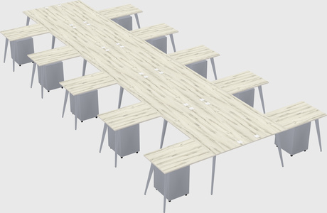 Shared l-shaped office desk system