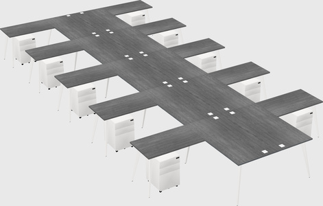 Shared l-shaped office desk system