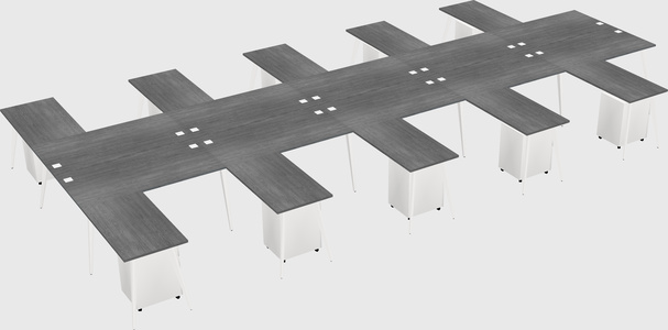 Shared l-shaped office desk system