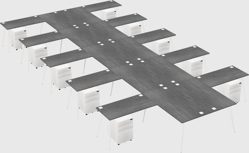 Shared l-shaped office desk system