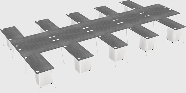 Shared l-shaped office desk system