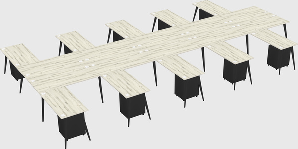 Shared l-shaped office desk system
