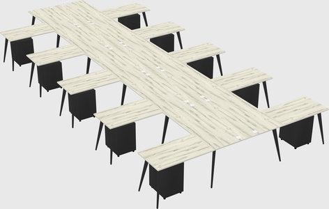 Shared l-shaped office desk system