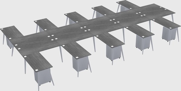 Shared l-shaped office desk system