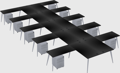 Shared l-shaped office desk system