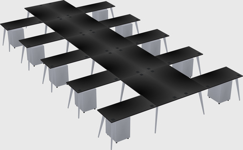 Shared l-shaped office desk system