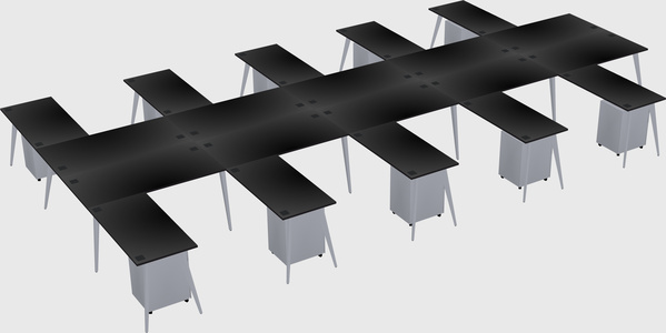 Shared l-shaped office desk system