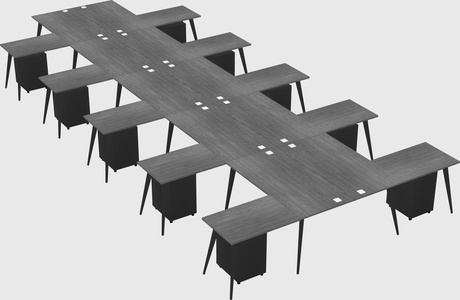 Shared l-shaped office desk system