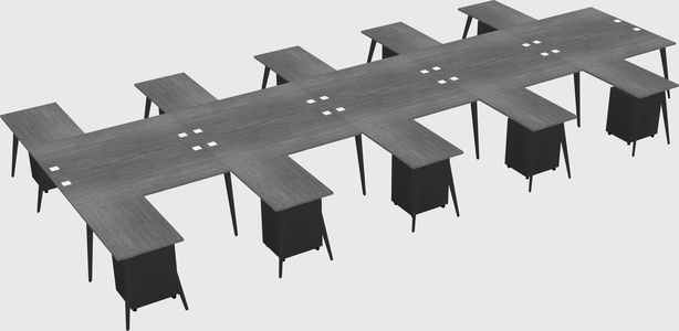Shared l-shaped office desk system