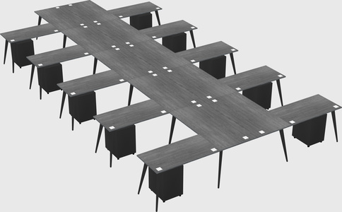 Shared l-shaped office desk system