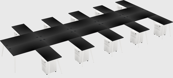 Shared L-shaped Office Desk System