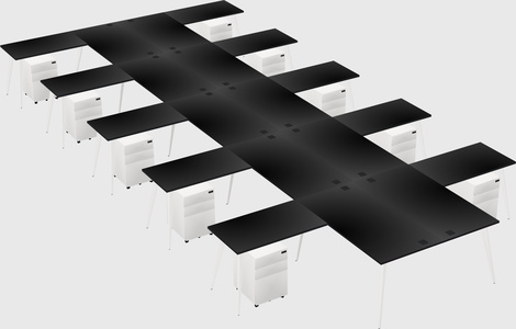 Shared l-shaped office desk system