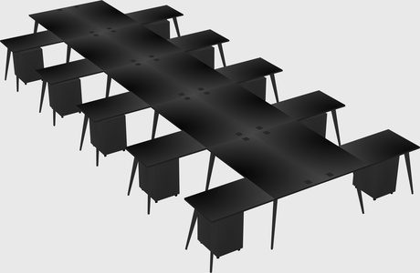 Shared l-shaped office desk system