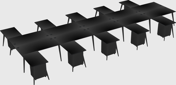 Shared l-shaped office desk system