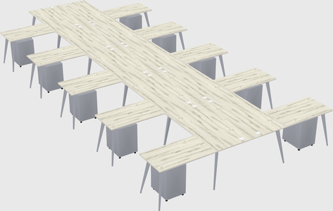 Shared l-shaped office desk system